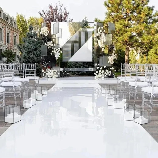 Tapis miroir blanc premium — Allée de cérémonie & scène mariage