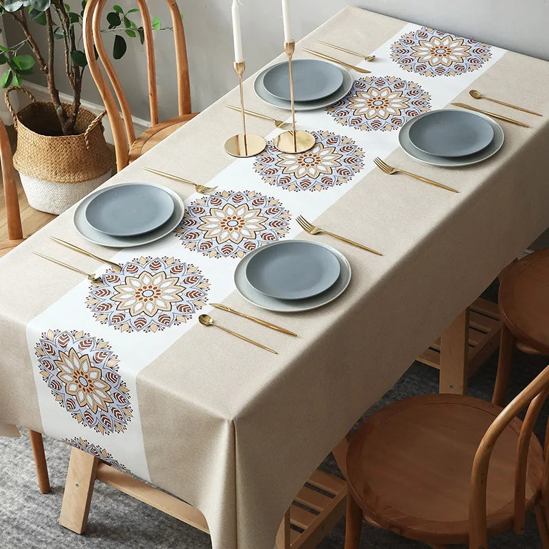 Mandala Series Printed Tablecloth Anti-scalding Thickened Rectangular Home Party Dining Room Furnishings