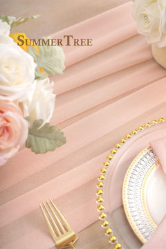 Chemin de Table Voile Luxe Transparent — Mariage Élégant Oriental