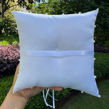 Coussin porte-alliances satin dentelle & perles — Cérémonie mariage