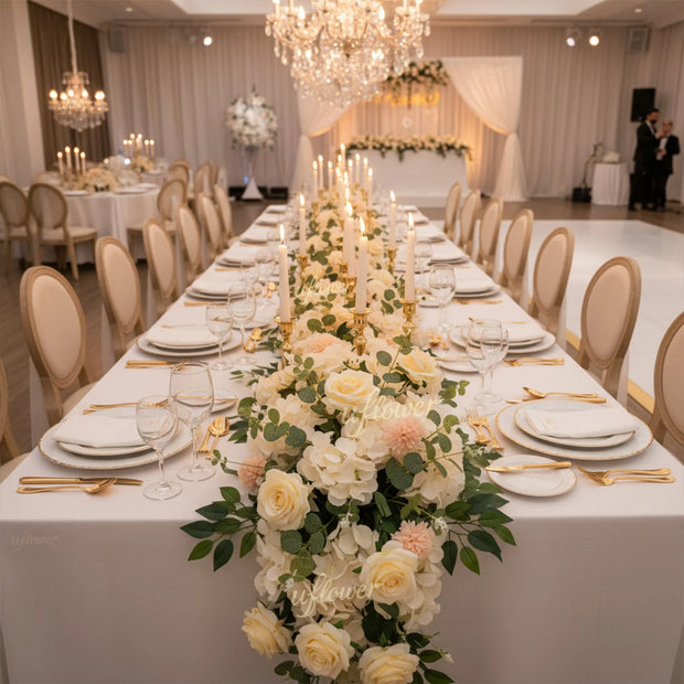 Rangée de roses & pivoines artificielles 50-100 cm — Décor de fond mariage oriental