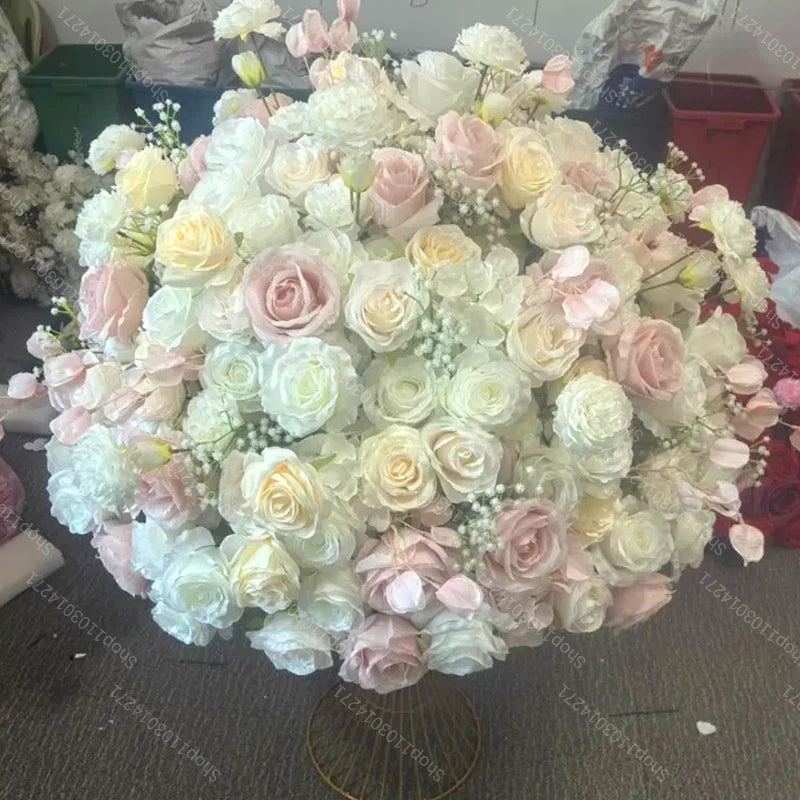 70cm Luxurious White Rose Flower Ball Wedding Reception Centerpiece For Table Decor Accessories Floral Arrangement Event  Prop