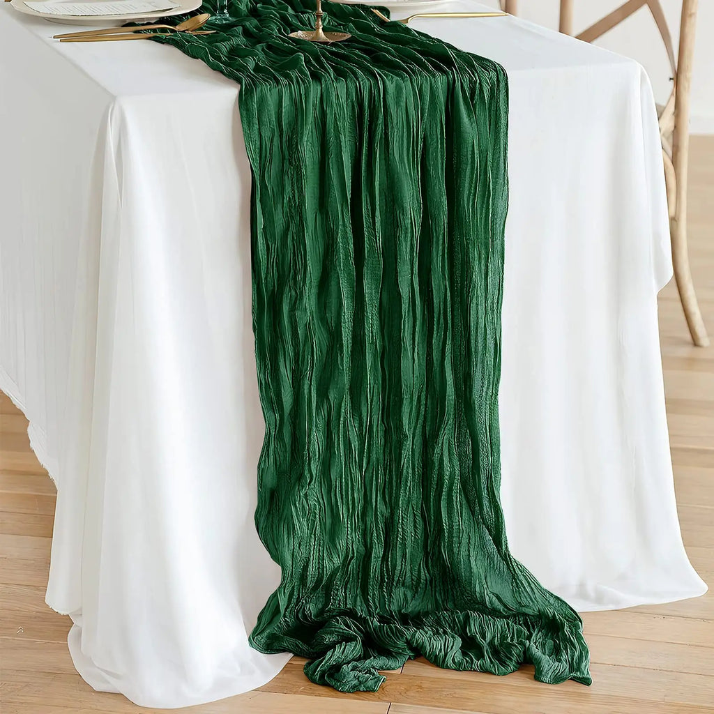 Wrinkle Gauze Table Runner Cheesecloth Semi-Sheer Table Setting Dining Wedding Party Christmas House Banquets Arches Decor