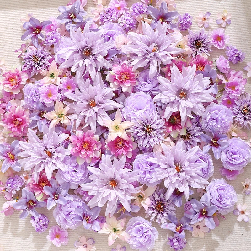 20/50Pcs Artificial Flower Head Mini Silk Artificial Rose Peony Daisy Flower Craft Supplies Wedding Party Wreath Home Decoration
