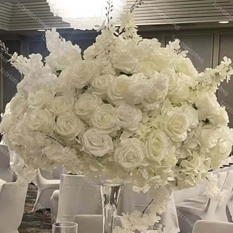70cm Luxurious White Rose Flower Ball Wedding Reception Centerpiece For Table Decor Accessories Floral Arrangement Event  Prop