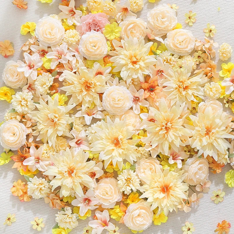 20/50Pcs Artificial Flower Head Mini Silk Artificial Rose Peony Daisy Flower Craft Supplies Wedding Party Wreath Home Decoration