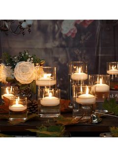 Photophore cylindre en verre transparent — Décoration de table mariage