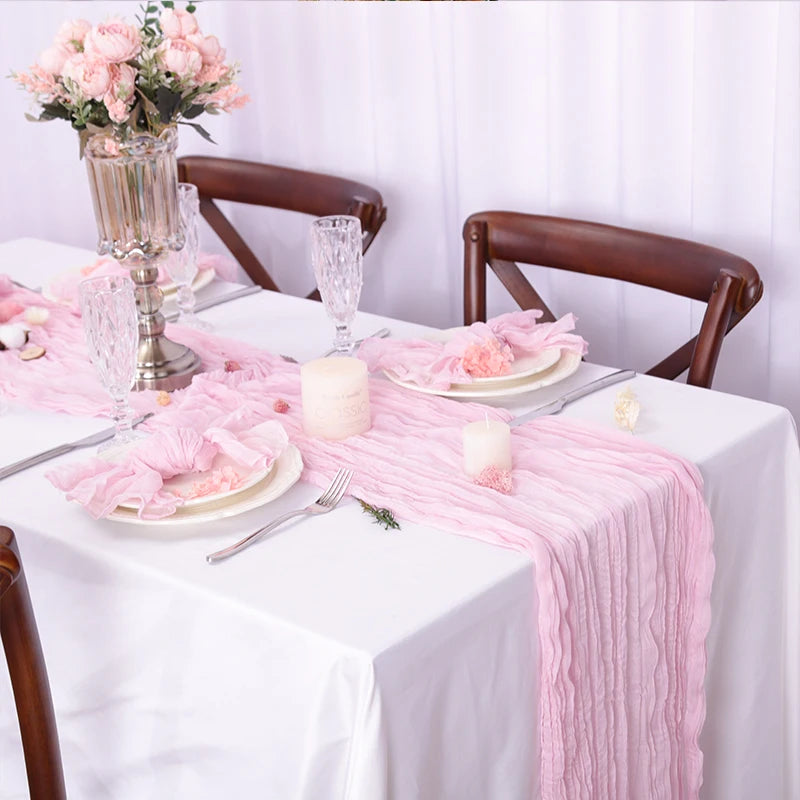 Event Designing Table Runner Cheese Cloth Gauze Crepe Rustic Wedding Party Decor Farmhouse Tabledecor House Warming Gift Easter