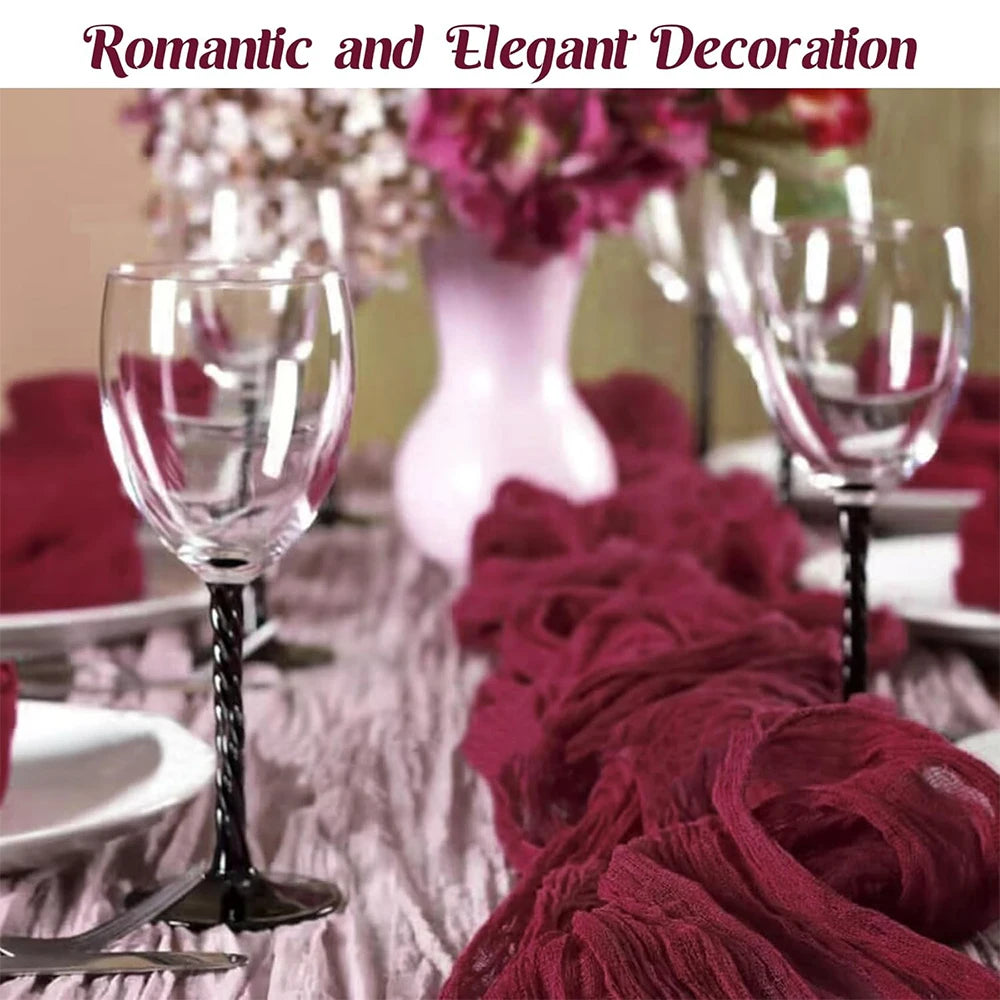 Chemin de Table Gaze Bordeaux — Mariage Boho Rustique Oriental Image secondaire du produit