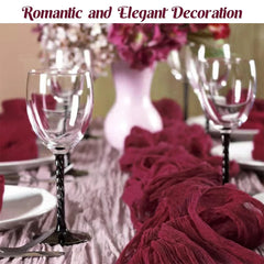 Chemin de Table Gaze Bordeaux — Mariage Boho Rustique Oriental