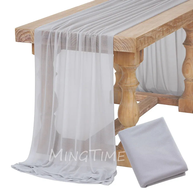 Soft Table Runner Blush Dust Pink Gauze Rustic Boho Natural Wedding Party Baby Shower Dinning Ornament Decoration