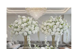 Boule de Roses Blanches Artificielles 70cm — Centre de Table Mariage