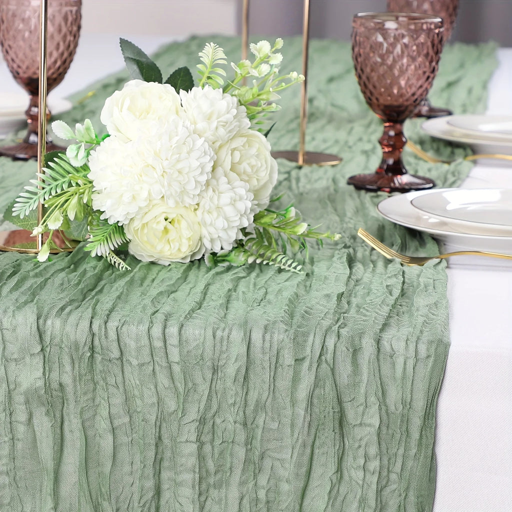 1pc Boho Style Cheesecloth Table Runner Long Gauze Sheer RomanticTable Runner For Weddings, And Scene Decor Home Decor