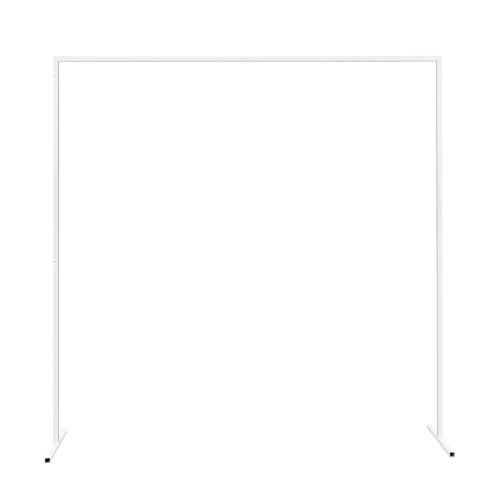 2x2m/6x6.6Ft Wedding Arch Stand, White Metal Square Garden Backdrop Frame, Height Adjustable Party Flower Balloon DIY Decor Rack