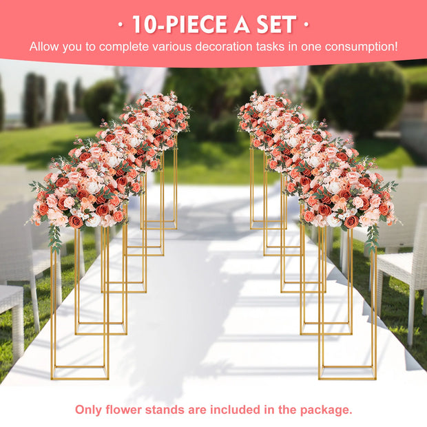 Lot de 10 supports géométriques dorés 80 cm — Mariage oriental
