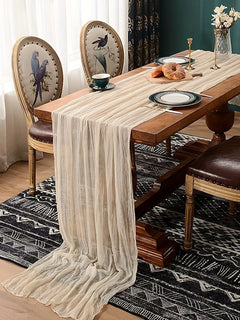 Chemin de Table Boho Étamine Long — Romantique Mariage Oriental
