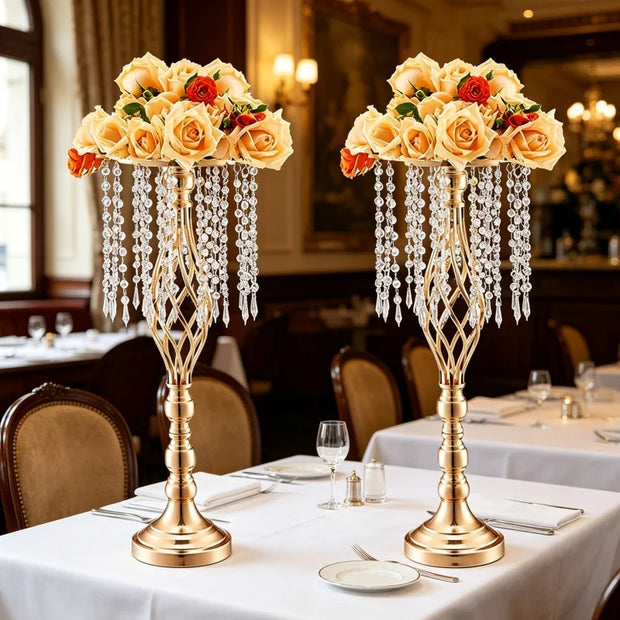 Grand Vase Doré Torsadé à Suspendre — Centre de Table Luxe Mariage