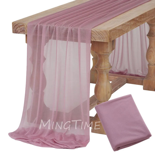 Soft Table Runner Blush Dust Pink Gauze Rustic Boho Natural Wedding Party Baby Shower Dinning Ornament Decoration