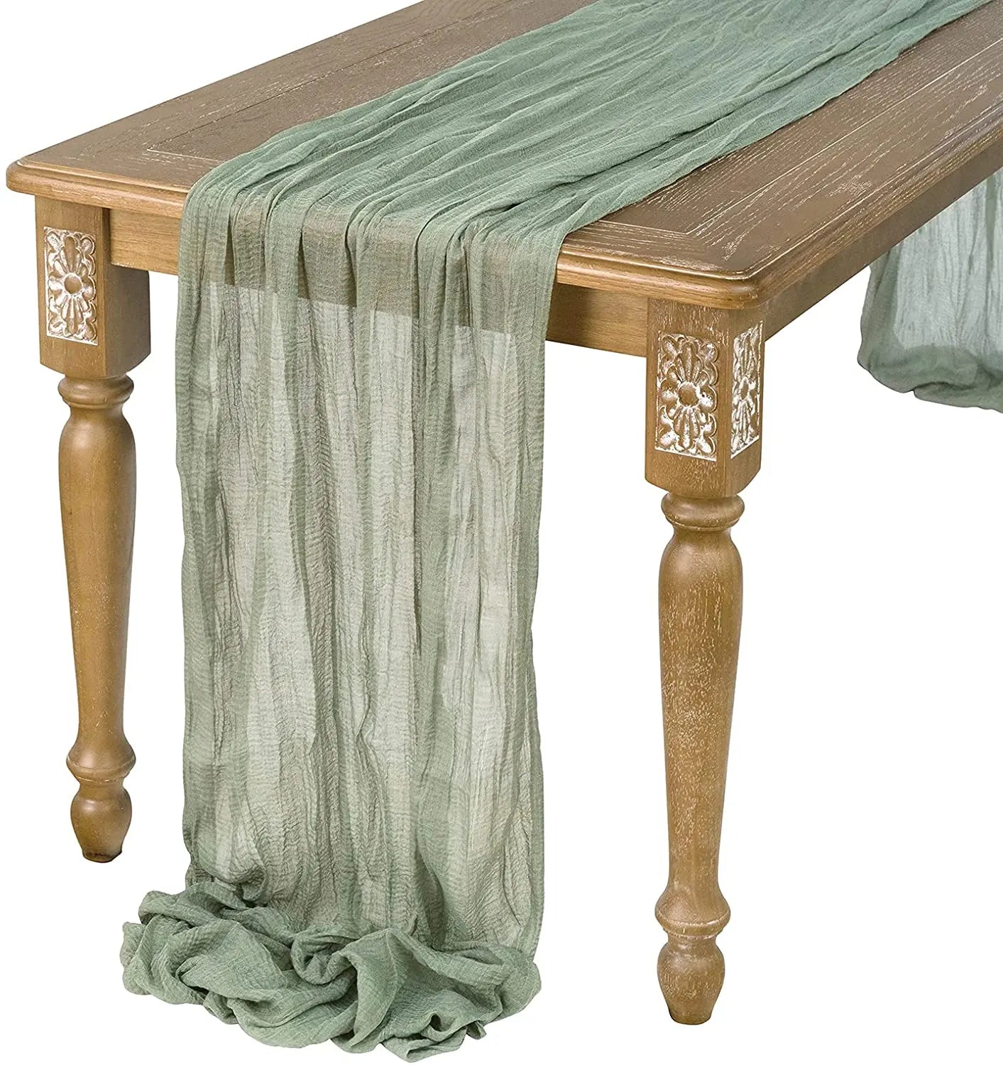 Chemin de Table Gaze Sauge Semi-Transparent — Mariage Boho Oriental Image secondaire du produit
