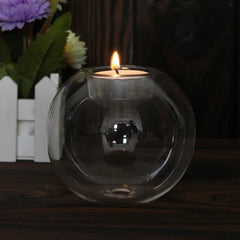 Photophore rond en verre — Centre de table mariage