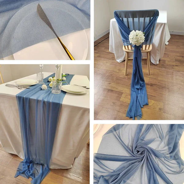 Chiffon Table Runner Sheer Fabric Silk for Boho Sheer Fabric Wedding Arch Overlay Draping Decoration Birthday Party Table Decor