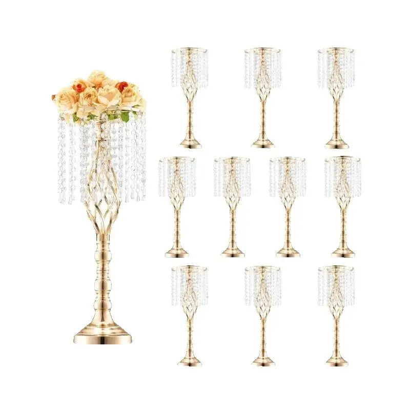 Grand présentoir cristal et métal doré — Centre de table prestige