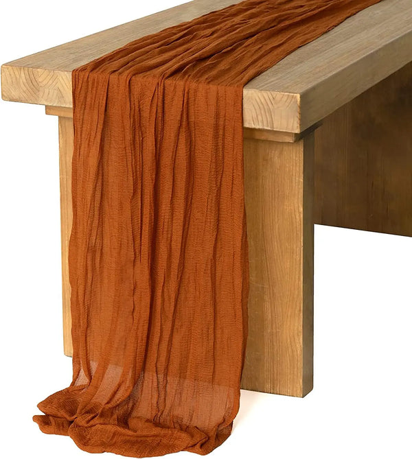 Wrinkle Gauze Table Runner Cheesecloth Semi-Sheer Table Setting Dining Wedding Party Christmas House Banquets Arches Decor