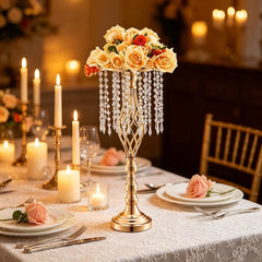 Grand Vase Doré Torsadé à Suspendre — Centre de Table Luxe Mariage