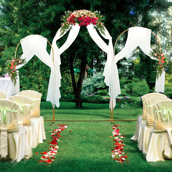 3PCS Set Wedding Arch Stand Golden Metal Wedding Arch Iron Frame, Durable Steel Alloy, Easy to Assemble - Indoor/Outdoor Decorative Stand for Weddings, Birthdays, Proposals