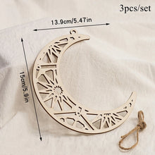 Lot de 3 suspensions Eid Mubarak en bois — Lune & étoile