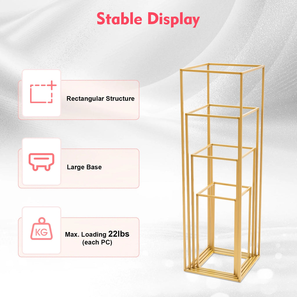 4 Different Height Metal Wedding Flower Stand Floor Geometric Vase Set Wedding Centerpieces For Table Tall Decorations For Party