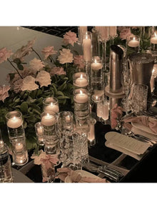 Photophore cylindre en verre transparent — Décoration de table mariage