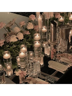 Photophore cylindre en verre transparent — Décoration de table mariage