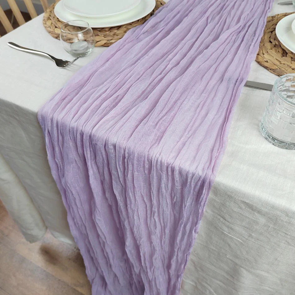 Wrinkle Gauze Table Runner Cheesecloth Semi-Sheer Table Setting Dining Wedding Party Christmas House Banquets Arches Decor