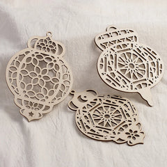 Lot de 3 suspensions Eid Mubarak en bois — Lune & étoile