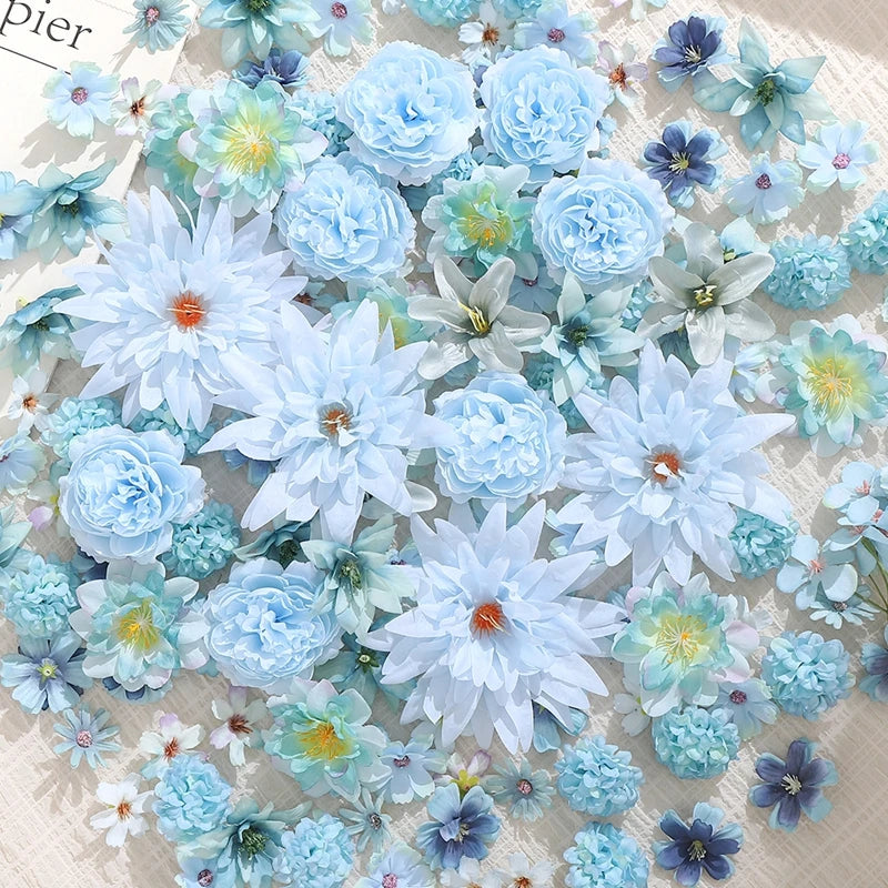 20/50Pcs Artificial Flower Head Mini Silk Artificial Rose Peony Daisy Flower Craft Supplies Wedding Party Wreath Home Decoration