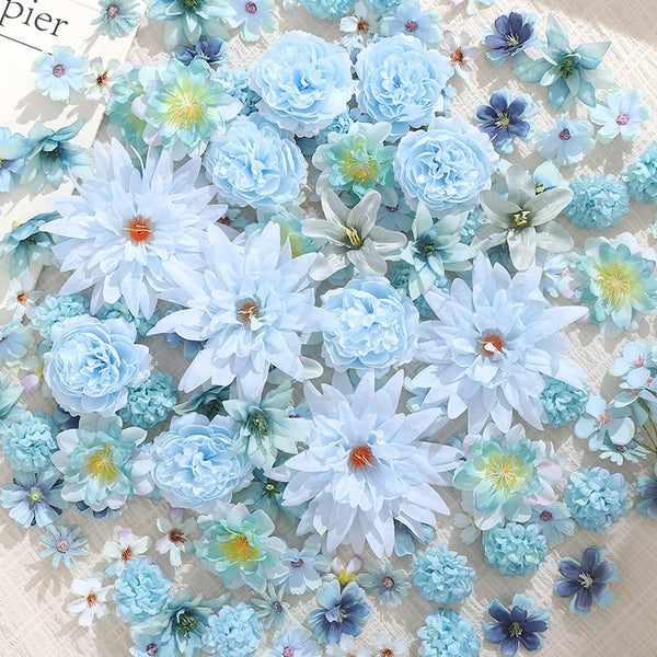 20/50Pcs Artificial Flower Head Mini Silk Artificial Rose Peony Daisy Flower Craft Supplies Wedding Party Wreath Home Decoration