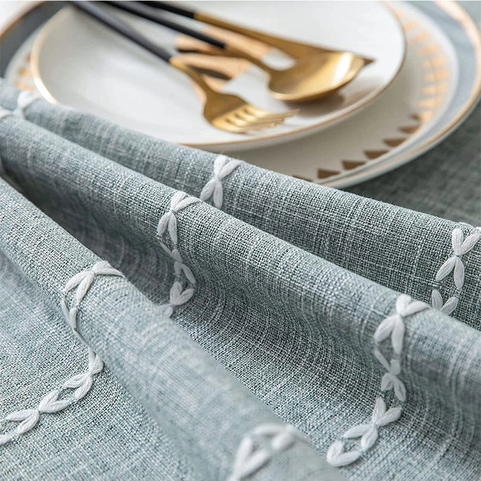 Three-dimensional Jacquard Checkered Round Tablecloth,Cotton Linen Tassels Dust-Proof Table Cover,For Dinner Party Wedding Decor
