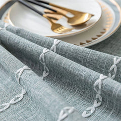 Nappe Ronde Jacquard Carreaux & Franges — Coton Lin Table Mariage