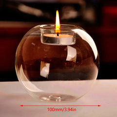 Photophore rond en verre — Centre de table mariage