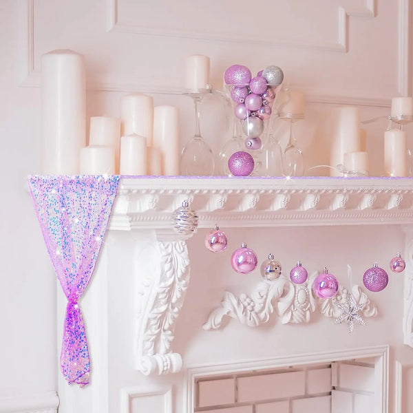 Glitter Iridescent Sequin Table Runner,Soft Wedding Dining Table Decoration For Bridal Baby Shower Girl Birthday Wedding Party