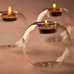 Photophore rond en verre — Centre de table mariage