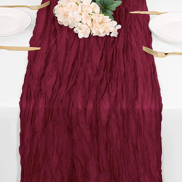 Burgundy Table Runner Cheesecloth Gauze Rustic Boho Cheese Cloth Table Runner Wedding Bridal Shower Birthday Party Decorations