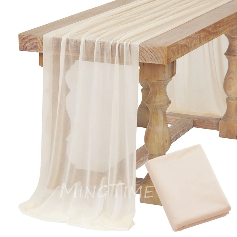 Soft Table Runner Blush Dust Pink Gauze Rustic Boho Natural Wedding Party Baby Shower Dinning Ornament Decoration