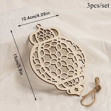 Lot de 3 suspensions Eid Mubarak en bois — Lune & étoile