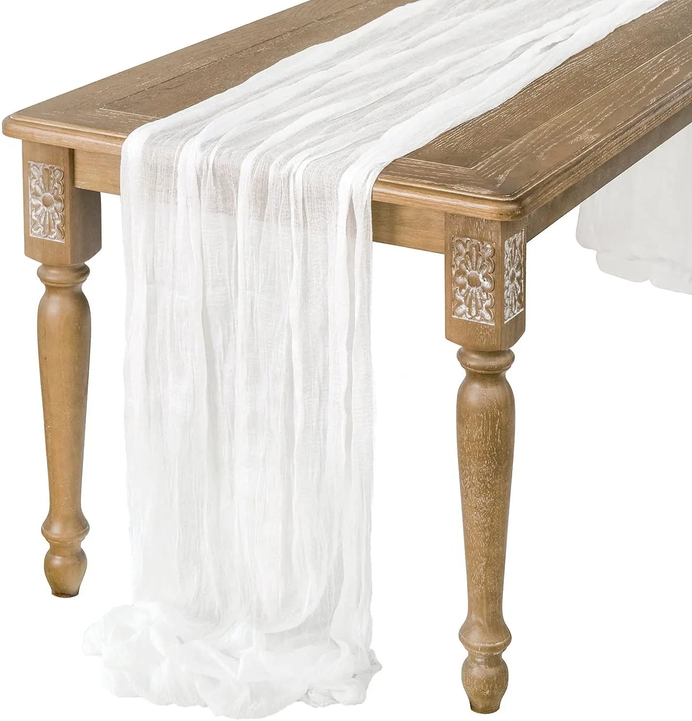 Wrinkle Gauze Table Runner Cheesecloth Semi-Sheer Table Setting Dining Wedding Party Christmas House Banquets Arches Decor