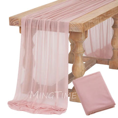 Chemin de Table Gaze Rose Poudrée — Mariage Romantique Oriental