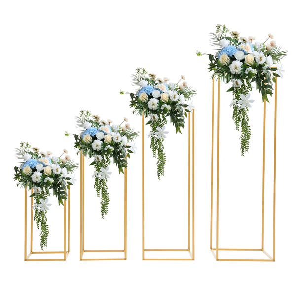 4 Different Height Metal Wedding Flower Stand Floor Geometric Vase Set Wedding Centerpieces For Table Tall Decorations For Party