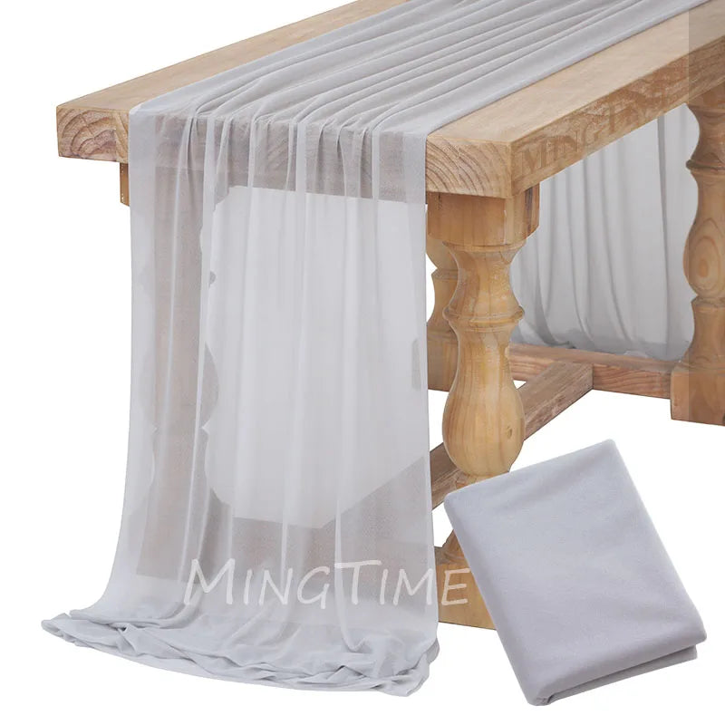 Soft Table Runner Blush Dust Pink Gauze Rustic Boho Natural Wedding Party Baby Shower Dinning Ornament Decoration