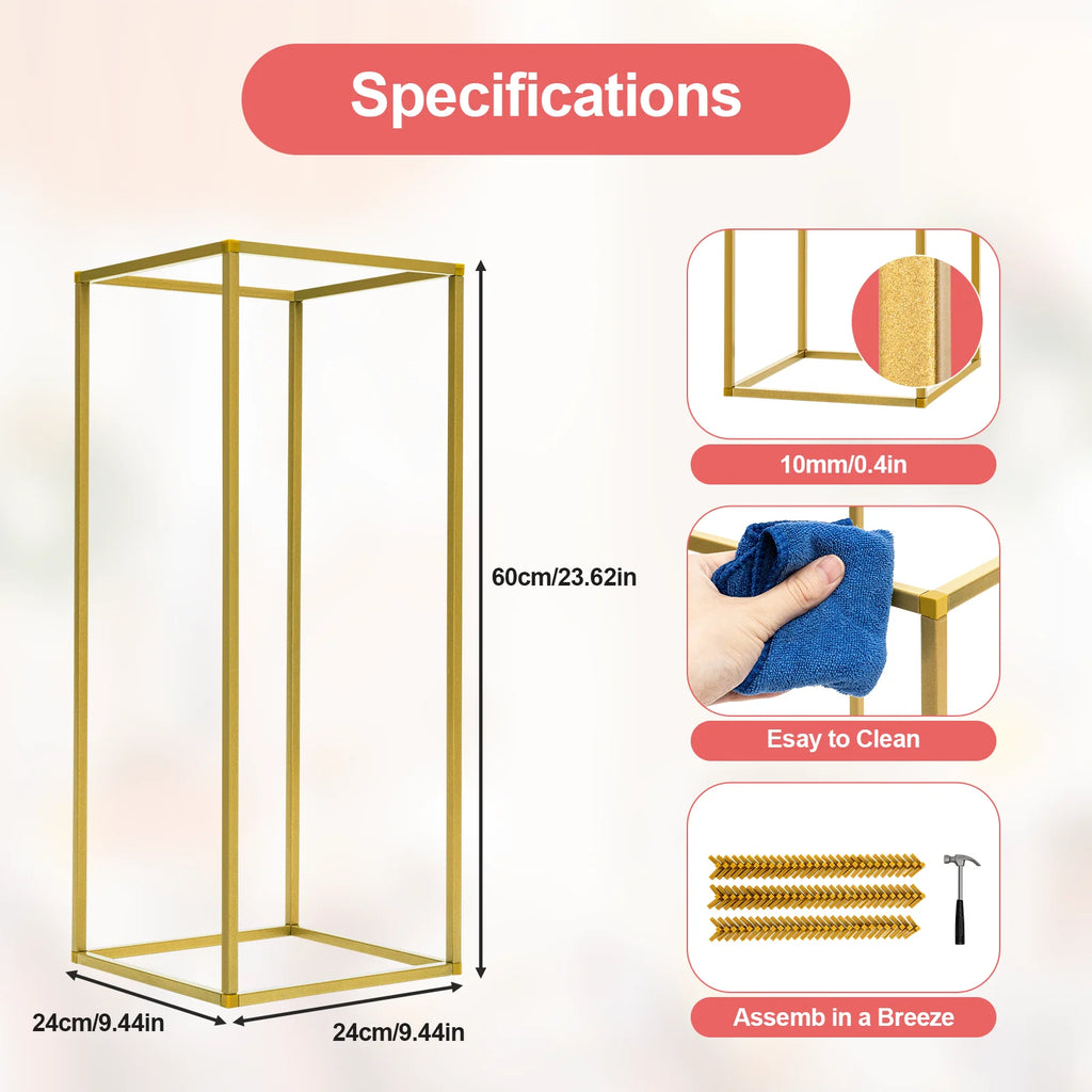 10PCs Metal Flower Stand 23.6Inch 23" Gold Flower Stand  for Floral Arrangement, Geometric Flower Vase Stand for Party, Events